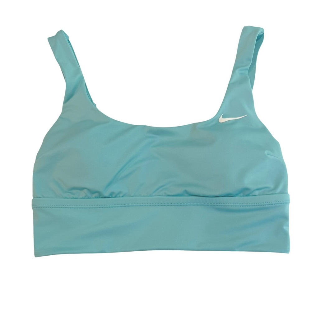 Nike Womens Light‎ Blue Adjustable Strap Sports Bra Size Small Aqua Swoosh